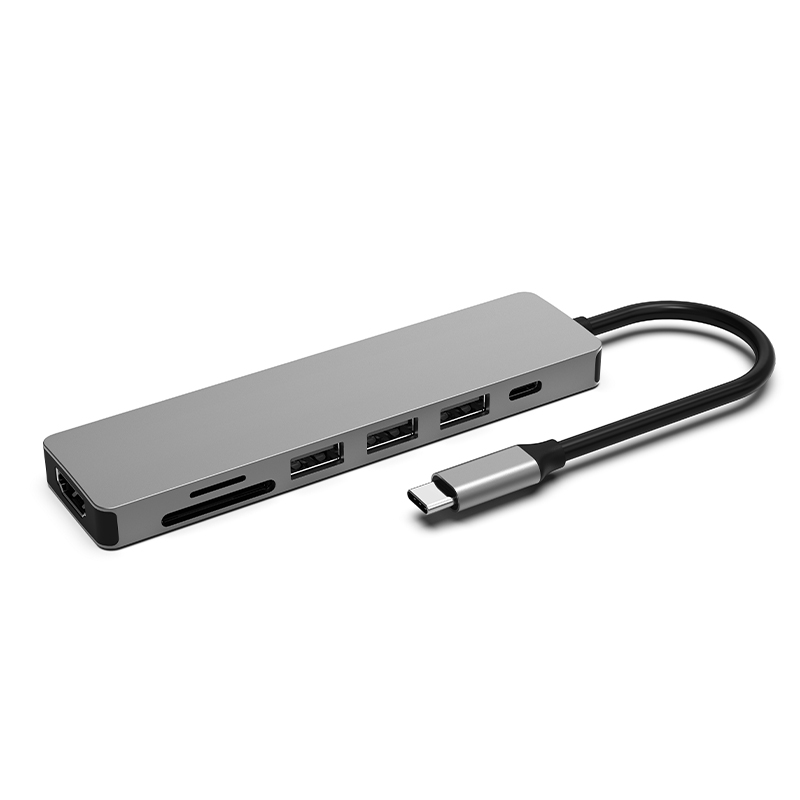 7-IN-1 TYPE-CM TO HDMI+3*USB3.0+PD+SD+TF