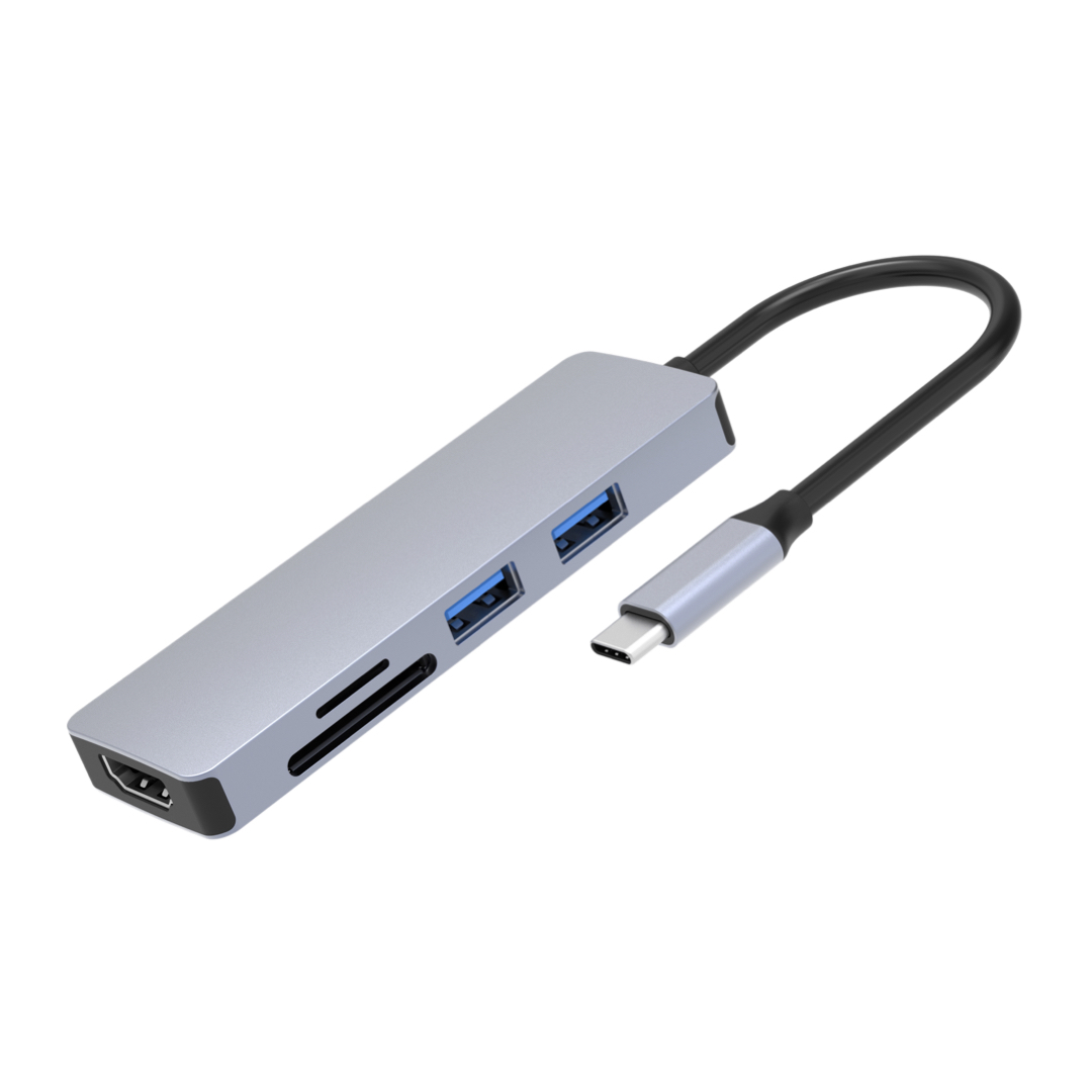 5-IN-1 Type CM TO USB3.0*2+HDMi+SD+TF